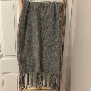 Free People Gray Knit Wrap  with Fringe